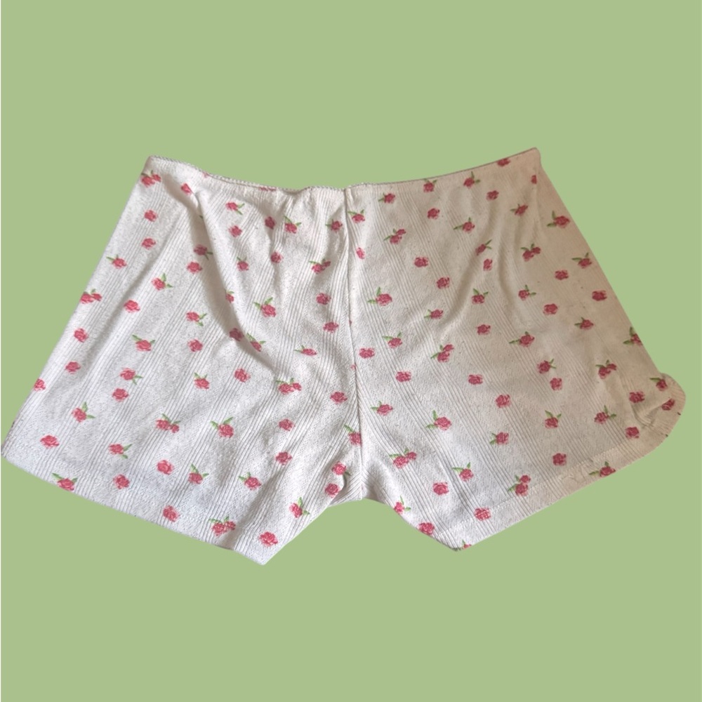 Charlotte Russe White and Pink Floral Shorts soft thin small clean girl - Picture 2 of 4